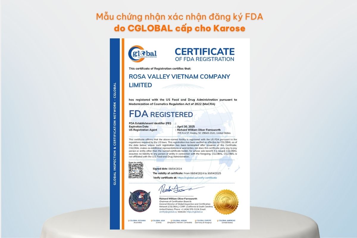 Chứng chỉ FDA mỹ phẩm tại Cglobal